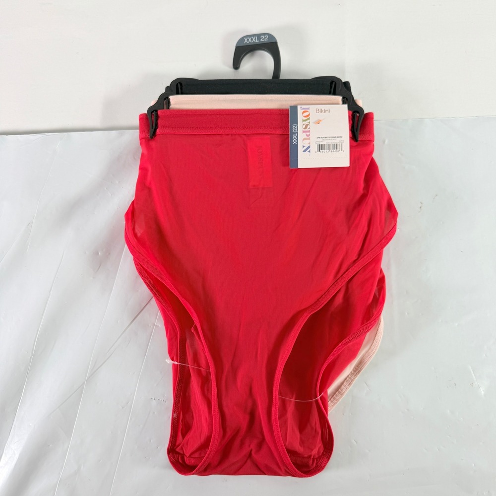 Joyspun Womens 3PK Hosiery String Bikini Red Pink Black XXXL 22 NWT